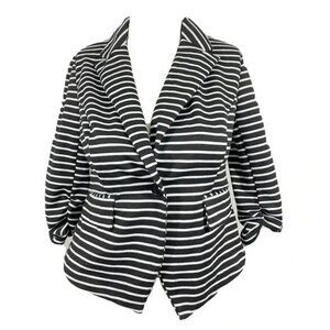 Cato stripped 3/4 sleeve Blazer Single Button